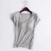 Huilaibazo Womens Built-in Bra T-Shirt Padded Active Yoga Tops Short Sleeves Plain Blouses Soft Pajama Casual Workout Shirts view 2