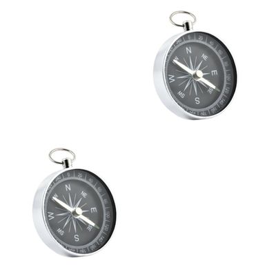 BESPORTBLE 2sets Portable Compass Keychain Aluminum Hanging Pendant Durable Outdoor Accessory for Hiking Camping Present for Friends 2pcs*2