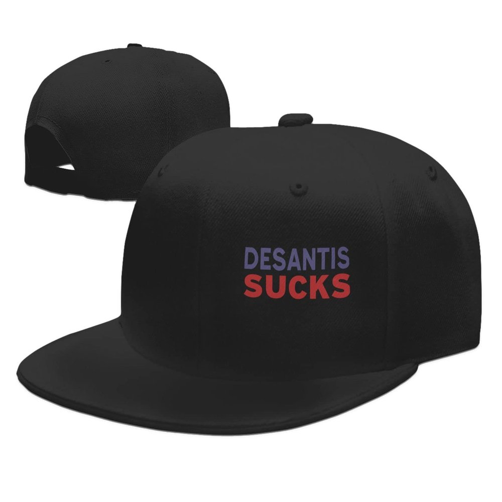 Adjustable Desantis Sucks Anti Ron Desantis Hat Adult Casual Flat Bill Baseball Cap Trucker Caps for Sports Outdoor48 Black