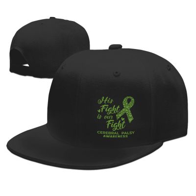 Adjustable His Fight is Our Fight Cerebral Palsy Awareness Hat Adult Casual Flat Bill Baseball Cap Trucker Caps for Sports Outdoor7 Black