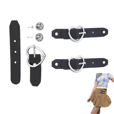 ArrErr 3 Set Girls Uniform Skirt Extender Straps with Heart Shaped Buckle Kilt Waist Tightener Adjustable Waist Extender for Mini Skater Skirt Mini Pleated Skirt Split Hem Bodycon Shot Skirts