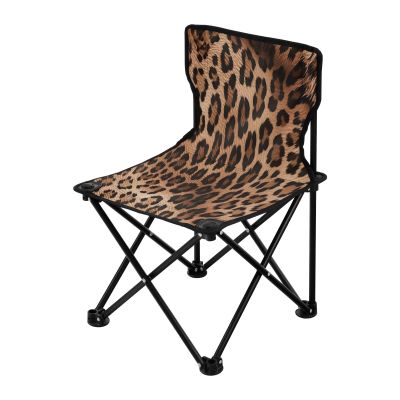Qilmy Fashionable Leopard Print Portable Camping Chairs,Outdoor Collapsible Chair Sports Garden Beach Fishing,Supports up to 250lbs534