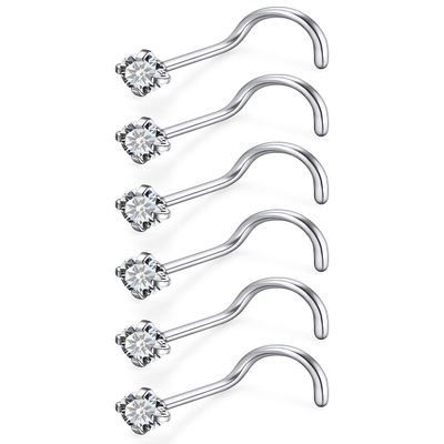 Qiwnswoy Titanium Nose Rings Studs - 20G Astm F136, 1.5mm Diamond CZ Nose Rings for Women & Men