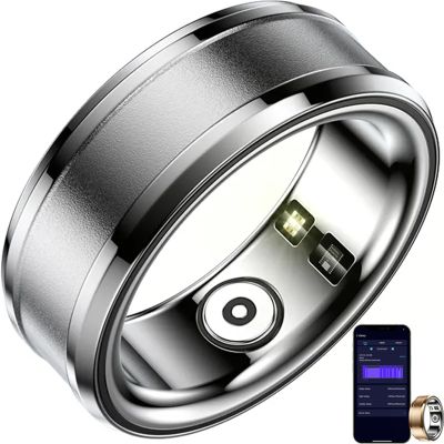 TedmAr Smart Ring for Men Women, Smart Rings Activity Tracker with APP for Fitness Sleep Pedometer Exercise Calories Burned,Silver,US11