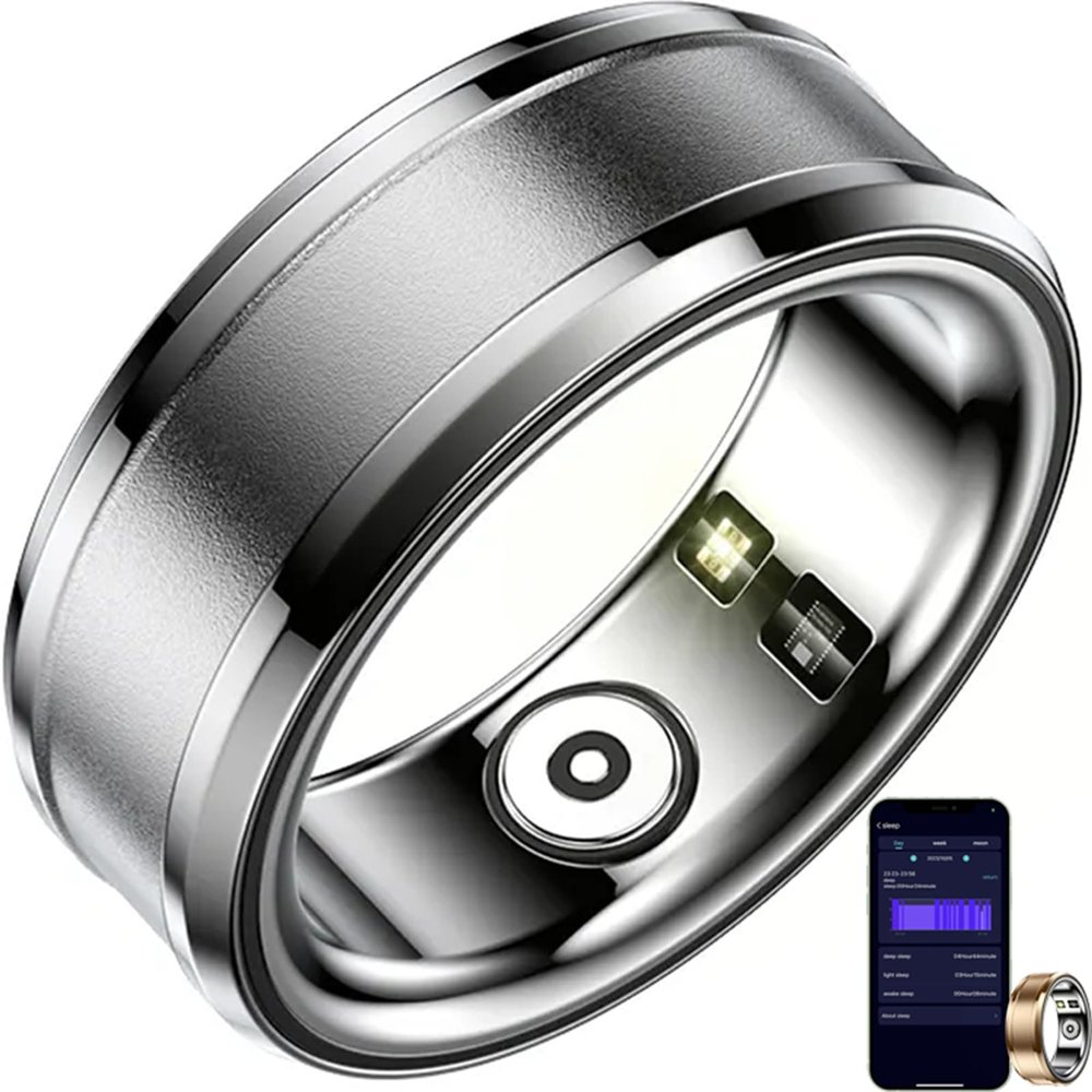 TedmAr Smart Ring for Men Women, Smart Rings Activity Tracker with APP for Fitness Sleep Pedometer Exercise Calories Burned,Silver,US11