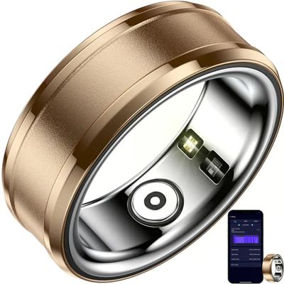 TedmAr Smart Ring for Men Women, Smart Rings Activity Tracker with APP for Fitness Sleep Pedometer Exercise Calories Burned,Gold,US9