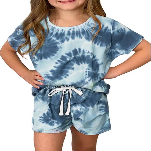 Dokotoo Girls Summer Cute T-Shirt Shorts Set Ruffle Sleeve Crew Neck Solid Stretchy Drawstring Waist Shorts with Side Pockets 2026 Fashion Size 12-13 Gray