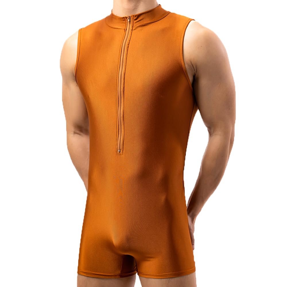 SPNSSTCR Men Wrestling Singlets Bodysuit Boxers Zipper Yoga Gym Fitness Athletic Supporters Seamless Jumpsuits Leotard