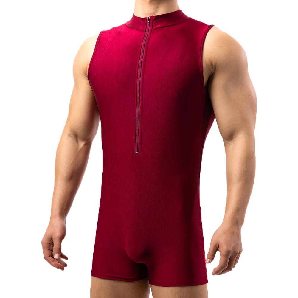 SPNSSTCR Men Wrestling Singlets Bodysuit Boxers Zipper Yoga Gym Fitness Athletic Supporters Seamless Jumpsuits Leotard
