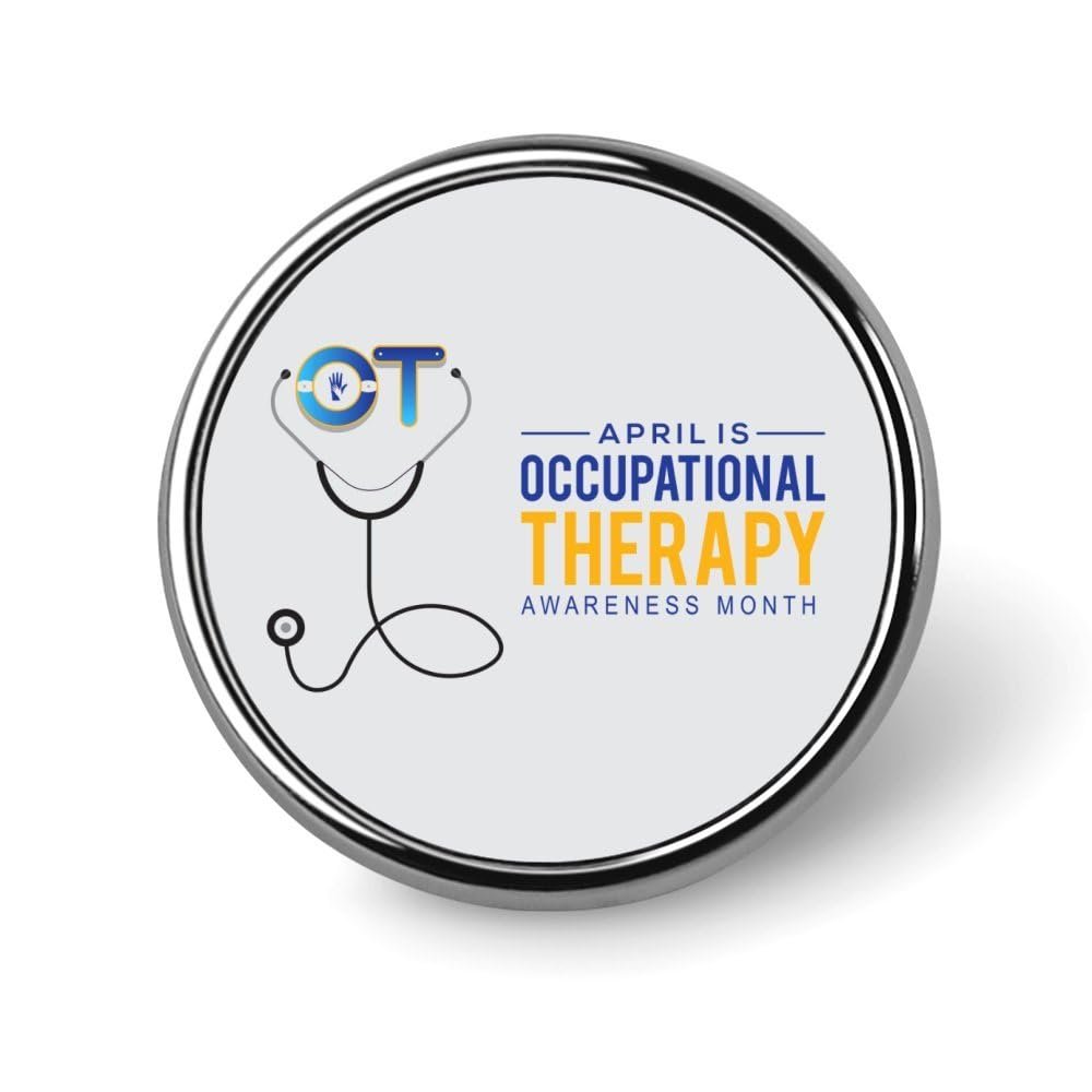 FLYiFE Occupational Therapy Awareness Month Pins Round Badge Circle Button Brooch for Women Men Cap Hat Bag Backpack T-Shirts Pullovers Jackets