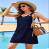 Disamer Summer Dresses for Women 2026 Sundresses Sleeveless Beach Swimsuit Cover Ups Spring Casual Tank Tshirt Sun Dress,Stripe Navy,X-Large view 2