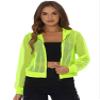 Allegra K Mesh Sheer Jacket for Women Long Sleeve Hoodie Zipper Up Lightweight Casual Outwear Night Out Party Outfit X-Large Neon Yellow view 1