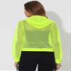 Allegra K Mesh Sheer Jacket for Women Long Sleeve Hoodie Zipper Up Lightweight Casual Outwear Night Out Party Outfit X-Large Neon Yellow view 2