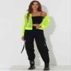 Allegra K Mesh Sheer Jacket for Women Long Sleeve Hoodie Zipper Up Lightweight Casual Outwear Night Out Party Outfit X-Large Neon Yellow view 3