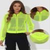 Allegra K Mesh Sheer Jacket for Women Long Sleeve Hoodie Zipper Up Lightweight Casual Outwear Night Out Party Outfit X-Large Neon Yellow view 4