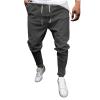 Ctreela Summer Lightweight Jogger Casual Pants for Men Big & Tall Drawstring Slim Fit Sweatpants Solid Workout Running Pants Dark Gray view 1