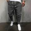 Ctreela Summer Lightweight Jogger Casual Pants for Men Big & Tall Drawstring Slim Fit Sweatpants Solid Workout Running Pants Dark Gray view 2