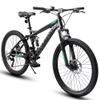 Ecarpat 26 inch Full Suspension Mountain Bike, 21-Speed Mountain Bicycle with Dual Disc Brakes, Steel Frame MTB Bike for Adult Mens Outdoor, Gray view 1