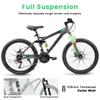 Ecarpat 26 inch Full Suspension Mountain Bike, 21-Speed Mountain Bicycle with Dual Disc Brakes, Steel Frame MTB Bike for Adult Mens Outdoor, Gray view 3