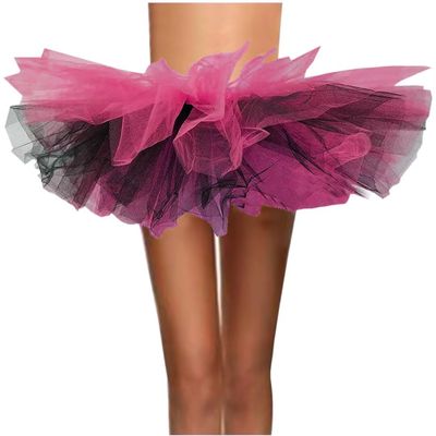WDPL Women's Mini Ballet Halloween Tutu Costume Tulle Skirt Rose Black X-Large