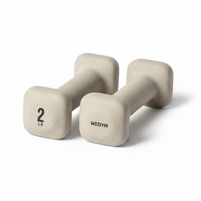 WeGym SafeGrip Square Dumbbells with Anti Slip Handles, Aesthetic Free Weights for Home Workouts, Stable Design Prevents Rolling during Floor Exercises (2LB, Pair Sandstone)
