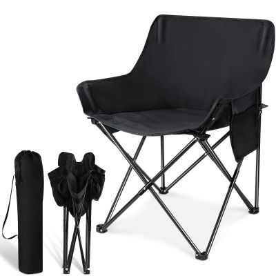 Leonyo Folding Camping Chairs, Portable Outdoor Lawn Chairs for Adults with Carrying Bag for Outside Fishing, Hiking & Festivals, Black