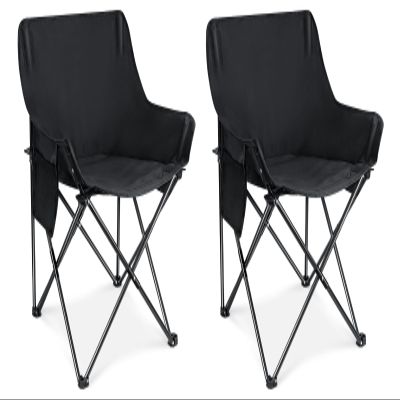 Leonyo 2 Pack Folding Camping Chairs, Portable Outdoor Beach Lawn Chairs for Adults with Carrying Bag for Outside Fishing, Hiking & Festivals, Black