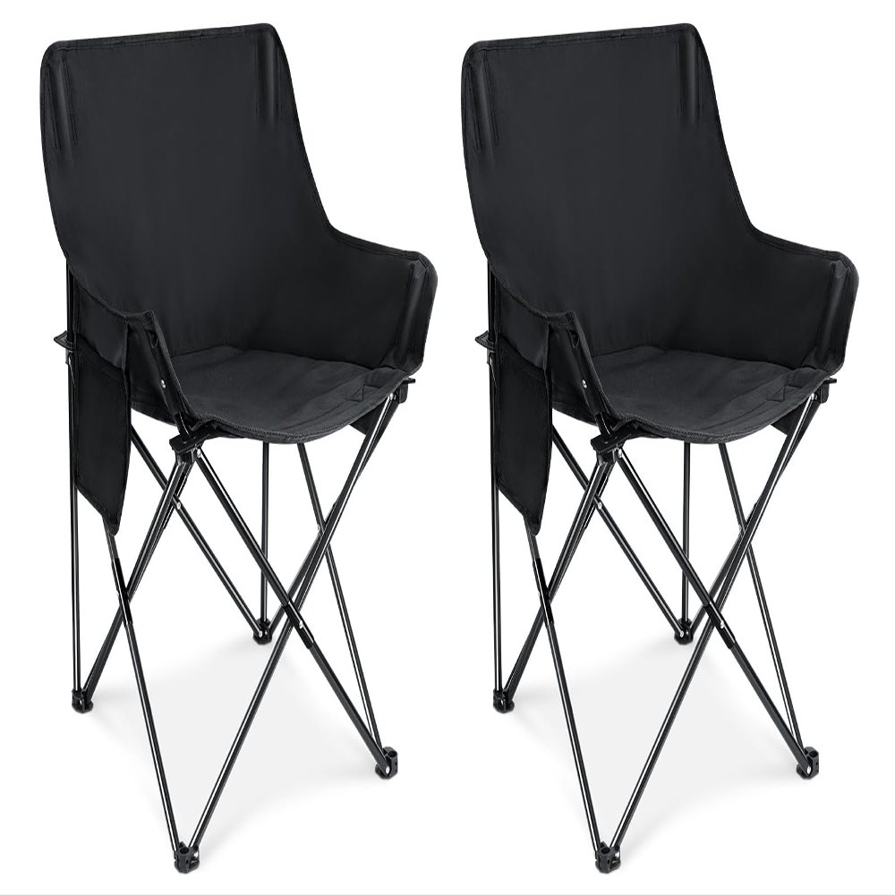 Leonyo 2 Pack Folding Camping Chairs, Portable Outdoor Beach Lawn Chairs for Adults with Carrying Bag for Outside Fishing, Hiking & Festivals, Black