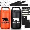 Foilswirl Bear Food Bag Hanging System - Ultralight, Waterproof, Includes 2 Bags, Pulley, 4 Ropes, 4 Clips, 2 Rock Pouches (Black, Orange) view 1