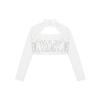 FEESHOW Girls Sequins Long Sleeve Metallic Dance Crop Tops Kids Tank Tops for Hip Hop Jazz Gymnastics Ballet Dance White A 6 Years view 4