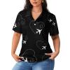 Airplane Heart Women's Polo Shirts Short Sleeve T-Shirt Button Down Golf Shirt Casual Tee Tops 3XL view 1