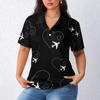 Airplane Heart Women's Polo Shirts Short Sleeve T-Shirt Button Down Golf Shirt Casual Tee Tops 4XL view 2