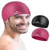 2 Pack Silicone Swim Cap for Men Women, Unisex Adult Swimming Caps for Short/Long Hair to Keep Hair Dry, Waterproof Bathing Caps for Swimming view 1