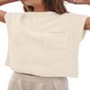 RanRui winter Fall women's knit sleeveless Shoulder Pads Crop Top turtleneck fashion casual shoulder pad sweater Top Turtleneck Knitted Sleeveless Crop Top Loose Sweater Vest (1824001 Milky,X) view 1