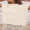 RanRui winter Fall women's knit sleeveless Shoulder Pads Crop Top turtleneck fashion casual shoulder pad sweater Top Turtleneck Knitted Sleeveless Crop Top Loose Sweater Vest (1824001 Milky,X) view 2