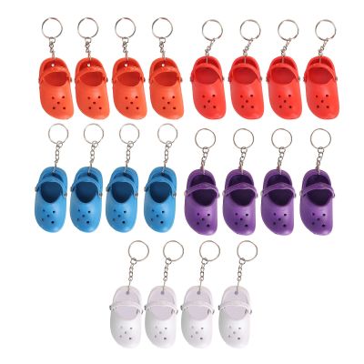 Cute Keychain 20Pcs Mini Slipper Keychain Assorted Colors, Se Keychains Bulk Soft Silicone Keychains Hole Slipper Design Keychain, Croc Keychain For Bag Backpack Clothes, Key Rings Pendant Mini
