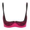 Linjinx Women's 1/2 Cup Shelf Bra Brassiere Tops Underwire Push Up Lace Trim Sponge Bras Bandeau Hot Pink Small view 1