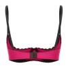 Linjinx Women's 1/2 Cup Shelf Bra Brassiere Tops Underwire Push Up Lace Trim Sponge Bras Bandeau Hot Pink Small view 2