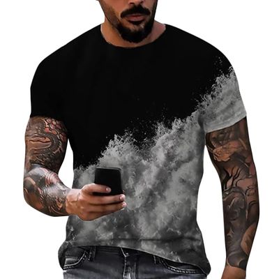 Men's Graphic T-Shirt Short Sleeve Quick Dry Casual Sweatshirt - Vintage Printed Summer Round Neck Top - 1-Gray Small