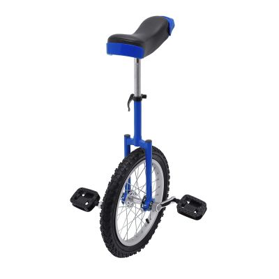 16" Outdoor Wheel Unicycle, Height Adjustable Steel Frame Leakproof Tire Wheel Cycling Exercise Bicycle for Office Workers, Students, Cycling Enthusiasts (Blue)