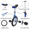 16" Outdoor Wheel Unicycle, Height Adjustable Steel Frame Leakproof Tire Wheel Cycling Exercise Bicycle for Office Workers, Students, Cycling Enthusiasts (Blue) view 4