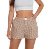 Women's Elastic Waisted Plaid Shorts Lounge Print Pajama Shorts Layered Pleated Bloomers Ruffled Y2K Cute Pettipants (Yellow A, M) view 1