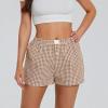 Women's Elastic Waisted Plaid Shorts Lounge Print Pajama Shorts Layered Pleated Bloomers Ruffled Y2K Cute Pettipants (Yellow A, M) view 4