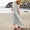 NineFit Basics Maxi Dress for Women,2024 Spring Summer Trendy Crewneck Sleeveless Cotton Linen Dress,Casual Loose Plain Sundress,Flowy Ruched Boho Dress Plus Size Beach Dress with Pockets(D-Light Gray,5XL) view 4