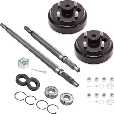 10L0L Golf Cart Brake Drum Hub & EZGO TXT Medalist Driver Side/Passenger Side Rear Axle Shaft with Bearing Seal Kit,OEM# 19186G1P, 20377G11, 20377G12