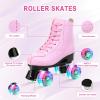 jessie Roller Skates Premium PU Leather Roller Skates for Women Classic Four-Wheel Outdoor and Indoor for Adults Women (Flash Wheel,Youth 2) view 3