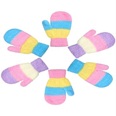 SATINIOR 3 Pairs Toddler Mittens Kids Winter Warm Gloves Baby Soft Stretch Mittens for Boys Girls Children(5-10 Years Size,Pastel Color)
