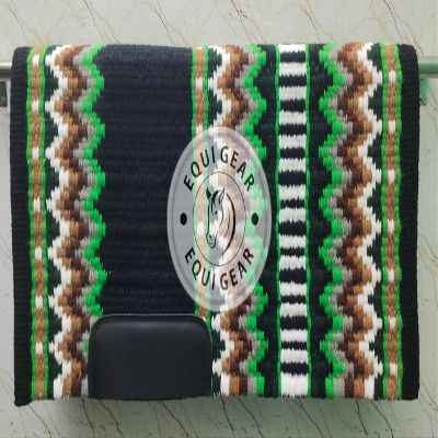 EQUIGEAR Western Ranch Horse Saddle Blanket New Zealand Wool Western Design Handmade Saddle Blanket Top Wool Pad Sensor Flex (Customization Available) ZB-062 (34" x 32")