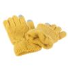 Womens Winter Beanie Hat Long Scarf Touchscreen Gloves Set Warm Knit Beanie Cap with Pompom (D1-Yellow, One Size) view 4