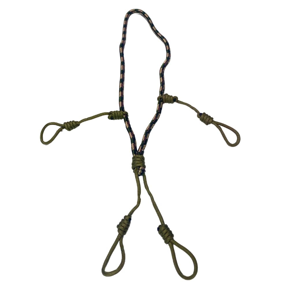 HuntEmUp Ultimate Camo Rope Call Lanyard - Duck Call Goose Call Lanyard - Duck Hunting Lanyard - Single Rope 4 Loop - Suitable for 3 or 4 Calls